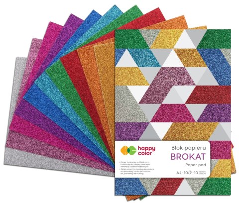 Blok BROKAT, A4, 10 ark, 150g, 10 kolorów, Happy Color HA 3815 2030-BR Blok BROKAT, A4, 10 ark, 150g, 10 kolorów, Happy Color HA 3815 2030-BR