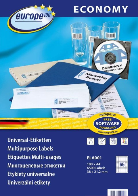 Etykiety uniwersalne ELA001 38 x 21,2 100ark. Economy Europe100 by Avery Zweckform Etykiety uniwersalne ELA001 38 x 21,2 100ark. Economy Europe100 by Avery Zweckform