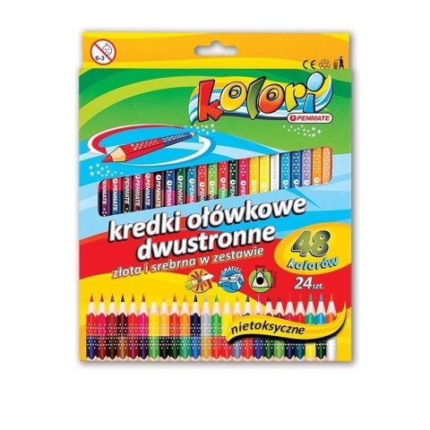 Kredki ołówkowe trójkątne dwust.24/48k.+ temperówk TT7537 PENMATE Kredki ołówkowe trójkątne dwust.24/48k.+ temperówk TT7537 PENMATE