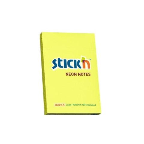 Bloczek STICKN 76x51mm żółty neon 100k 21132 Bloczek STICKN 76x51mm żółty neon 100k 21132