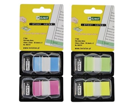 Zakładki indeksujące PET Z-TYPE 43*25 2x50szt neon ziel/żółte 960124 D.RECT Zakładki indeksujące PET Z-TYPE 43*25 2x50szt neon ziel/żółte 960124 D.RECT