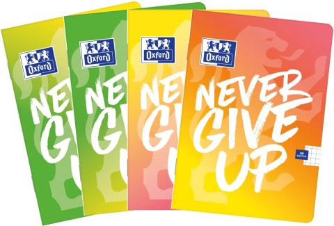 Zeszyt A5 60k, kratka z marginesem, OXFORD, NEVER GIVE UP 400114795 Zeszyt A5 60k, kratka z marginesem, OXFORD, NEVER GIVE UP 400114795