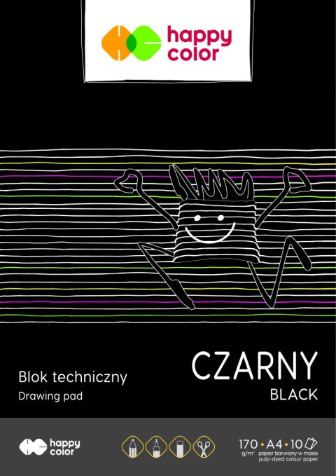 Blok techniczny czarny A4, 170g, 10 ark, Happy Color HA 3717 2030-9 Blok techniczny czarny A4, 170g, 10 ark, Happy Color HA 3717 2030-9