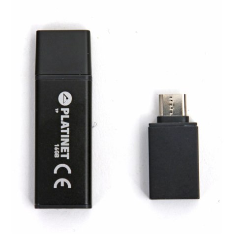 Pendrive USB 2.0 X-Depo 16GB + Type-C Adapter czarny Platinet PMFEC16B Pendrive USB 2.0 X-Depo 16GB + Type-C Adapter czarny Platinet PMFEC16B