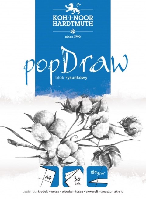 Blok rysunkowy POP DRAW A4 30 arkuszy 180g BLO-RYA4PO 9920/5 Blok rysunkowy POP DRAW A4 30 arkuszy 180g BLO-RYA4PO 9920/5