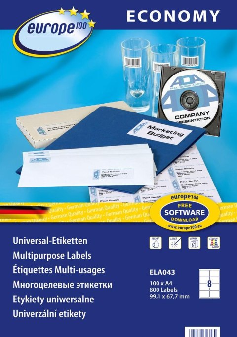 Etykiety uniwersalne ELA043 99,1 x 67,7 100 ark Economy Europe100 by Avery Zweckform Etykiety uniwersalne ELA043 99,1 x 67,7 100 ark Economy Europe100 by Avery Zweckform