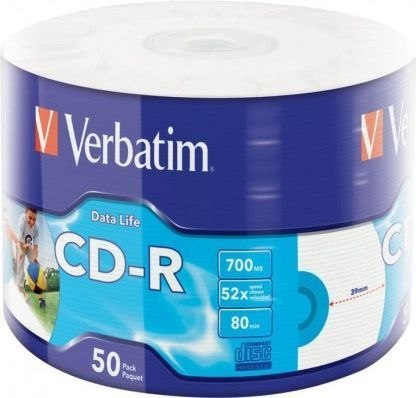 Płyta CD-R VERBATIM (50) 700MB 52x wrap INKJET PRINTABLE 43794 Płyta CD-R VERBATIM (50) 700MB 52x wrap INKJET PRINTABLE 43794