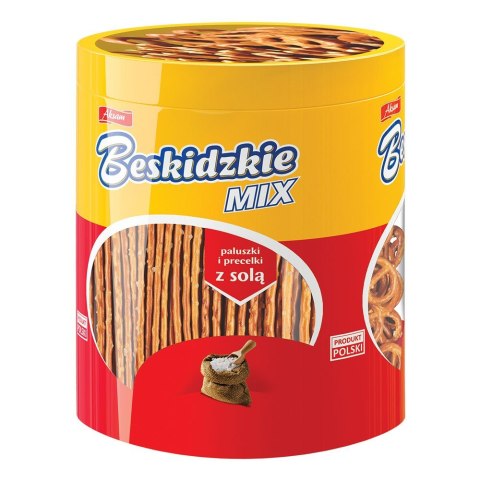 Paluszki i Precelki z solą BESKIDZKIE MIX 275g w tubie Paluszki i Precelki z solą BESKIDZKIE MIX 275g w tubie