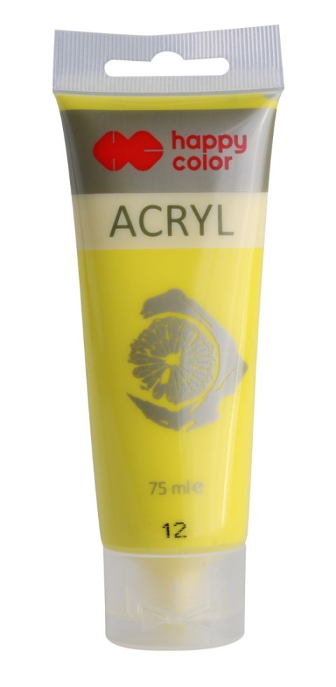 Farba akrylowa 75ml, cytrynowy, Happy Color HA 7370 0075-12 Farba akrylowa 75ml, cytrynowy, Happy Color HA 7370 0075-12