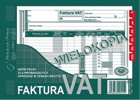 140-3N/E Faktura VAT A5brut. wielokopia MICHALCZYK I PROKOP 140-3N/E Faktura VAT A5brut. wielokopia MICHALCZYK I PROKOP