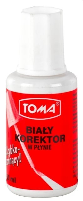 Korektor w płynie, w buteleczce z pędzelkiem 20ml biały TO-019 Toma