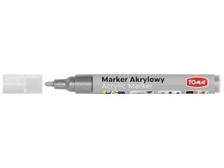 Marker akrylowy, fibrowa końcówka okrągła 2-5mm, srebrny TO-402 Toma