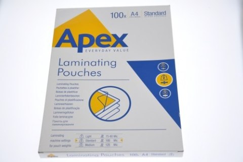 APEX folie do laminacji A4 STANDARD op. 100szt. 6003301 FELLOWES APEX folie do laminacji A4 STANDARD op. 100szt. 6003301 FELLOWES