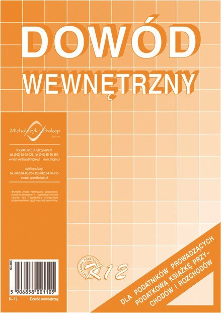 Dowód_wewnętrzny dla podatników prowadzących podatkową k.p.i.r.K-12 Michalczyk i Prokop