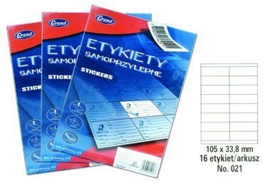 Etykiety samoprzylepne No. 021 105x33,8 mm GRAND 150-1048 Etykiety samoprzylepne No. 021 105x33,8 mm GRAND 150-1048