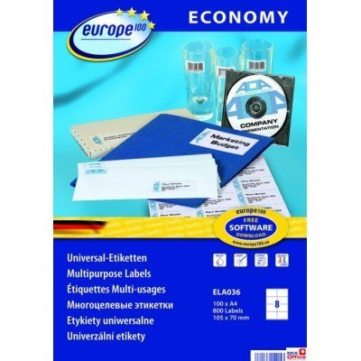 Etykiety uniwersalne białe ELA036 105 x 70 100 ark. Economy Europe10 Avery Zweckform Etykiety uniwersalne białe ELA036 105 x 70 100 ark. Economy Europe10 Avery Zweckform