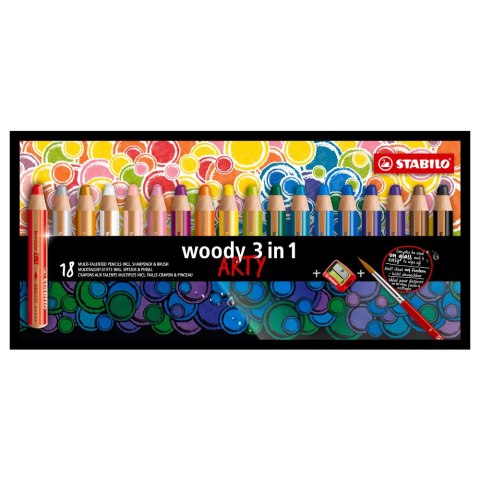 Kredki WOODY ARTY 3 w 1 etui 18 szt. z temperówką STABILO 880/181-20 Kredki WOODY ARTY 3 w 1 etui 18 szt. z temperówką STABILO 880/181-20