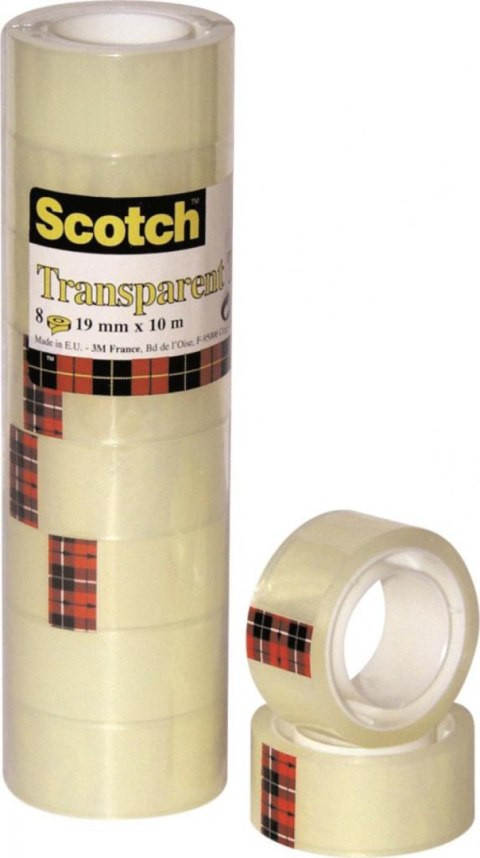Taśma biurowa SCOTCH (550), 19mm, 10m, w folii, 8szt., transparentna Taśma biurowa SCOTCH (550), 19mm, 10m, w folii, 8szt., transparentna