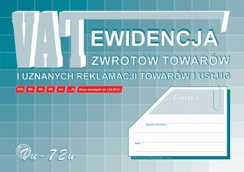 Vu72-u Ewid.VAT zwrot tow.i uznan.reklamacji A4 Michalczyk i Prokop Vu72-u Ewid.VAT zwrot tow.i uznan.reklamacji A4 Michalczyk i Prokop