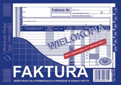 100-3E Faktura VAT A5 wielokopia MICHALCZYK i PROKOP 100-3E Faktura VAT A5 wielokopia MICHALCZYK i PROKOP
