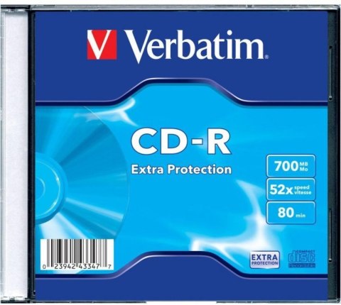 Płyta CD-R VERBATIM SLIM 700MB x52 Extra Protection 43347 (X) Płyta CD-R VERBATIM SLIM 700MB x52 Extra Protection 43347 (X)