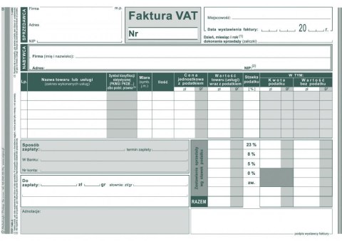 140-3N/E Faktura VAT A5brut. wielokopia MICHALCZYK I PROKOP 140-3N/E Faktura VAT A5brut. wielokopia MICHALCZYK I PROKOP