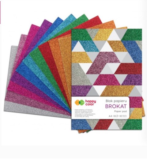 Blok BROKAT, A4, 10 ark, 150g, 10 kolorów, Happy Color HA 3815 2030-BR Blok BROKAT, A4, 10 ark, 150g, 10 kolorów, Happy Color HA 3815 2030-BR