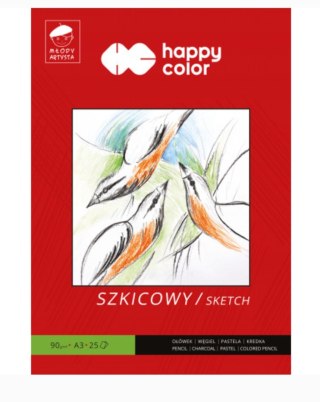 Blok szkicowy Młody Artysta, A3, 25 ark, 90g, Happy Color HA 3709 3040-M25