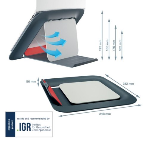 Podstawka pod laptopa Ergo Cosy, szara Leitz 64260089 Podstawka pod laptopa Ergo Cosy, szara Leitz 64260089