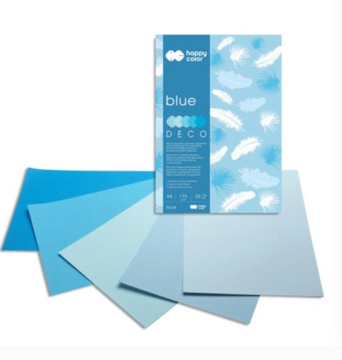 Blok Deco Blue A4, 170g, 20 ark, 5 kol. tonacja niebieska, Happy Color HA 3717 2030-032