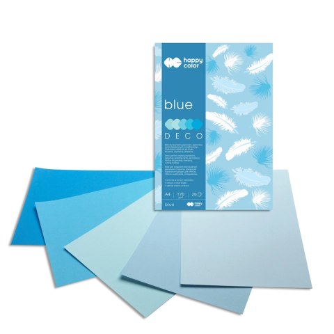 Blok Deco Blue A4, 170g, 20 ark, 5 kol. tonacja niebieska, Happy Color HA 3717 2030-032