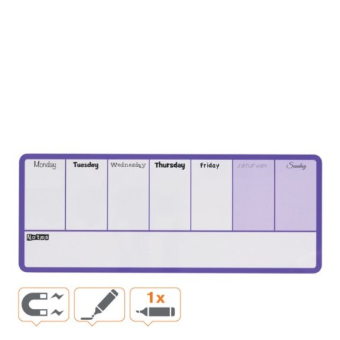 Mały tygodniowy planer Nobo 140x360mm, fioletowy 1904048 Mały tygodniowy planer Nobo 140x360mm, fioletowy 1904048