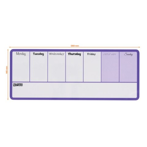 Mały tygodniowy planer Nobo 140x360mm, fioletowy 1904048 Mały tygodniowy planer Nobo 140x360mm, fioletowy 1904048