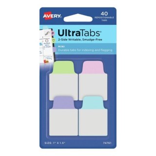 Ultra Tabs - samoprzylepne zakładki indeksujące, kolorowe, pastelowe, 25,4x38, 40 szt., Avery Zweckform 74761