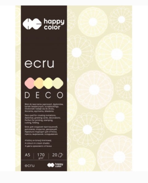 Blok Deco Ecru A4, 170g, 20 ark, 4 kol., Happy Color HA 3717 2030-092