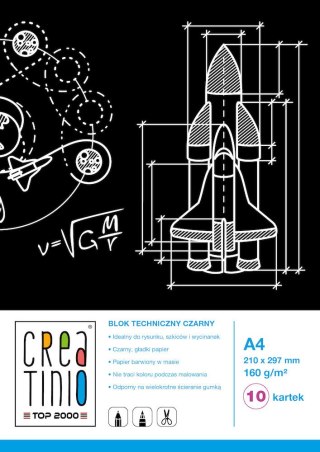 Blok techniczny A4 10k 160g CREATINIO czarny 400079853