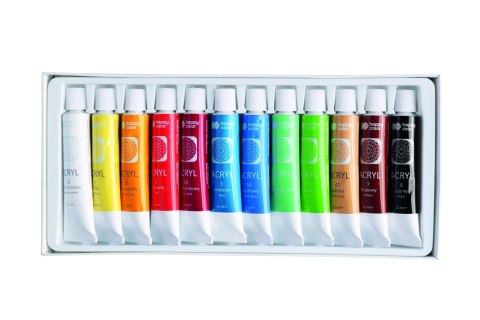 Farba akrylowa hobby, zestaw 12 kolorów x 12 ml, Happy Color HA 7370 0012-H12