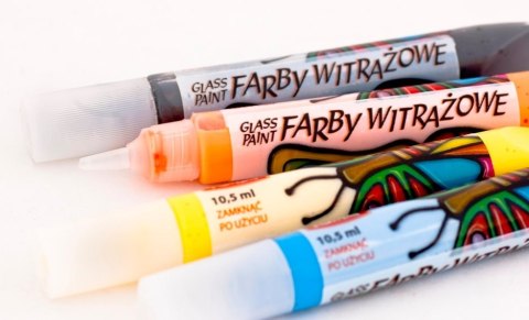 Farby witrażowe GLASS PAINT - 9 kolorów + konturówka + folie mix TO-750 Toma