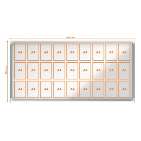 Gablota magnetyczna zewnętrzna Nobo Premium Plus 27xA4(drzwiczki przesówne) 1902572 Gablota magnetyczna zewnętrzna Nobo Premium Plus 27xA4(drzwiczki przesówne) 1902572