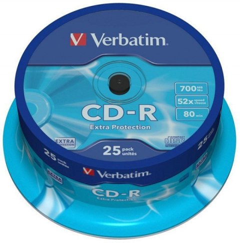 Płyta CD-R VERBATIM CAKE (25) Extra Protection 700MB x52 43432 Płyta CD-R VERBATIM CAKE (25) Extra Protection 700MB x52 43432