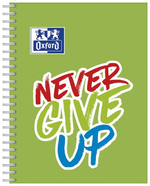 Kołonotatnik A5 80 kartek, kratka z marginesem, NEVER GIVE UP, OXFORD, 400115105 Kołonotatnik A5 80 kartek, kratka z marginesem, NEVER GIVE UP, OXFORD, 400115105