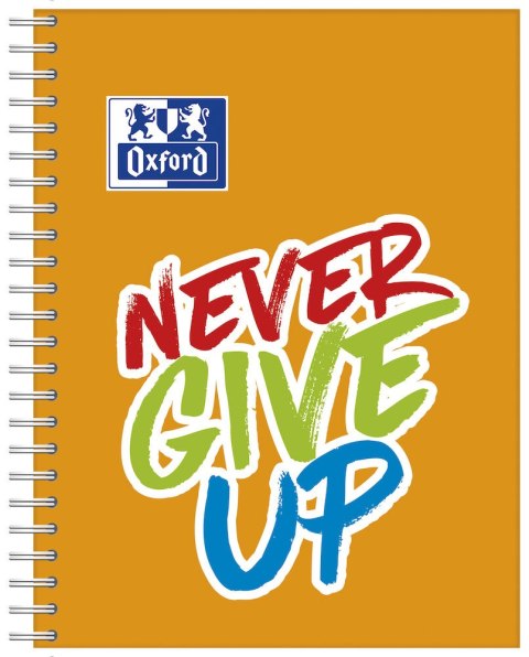 Kołonotatnik A5 80 kartek, kratka z marginesem, NEVER GIVE UP, OXFORD, 400115105 Kołonotatnik A5 80 kartek, kratka z marginesem, NEVER GIVE UP, OXFORD, 400115105