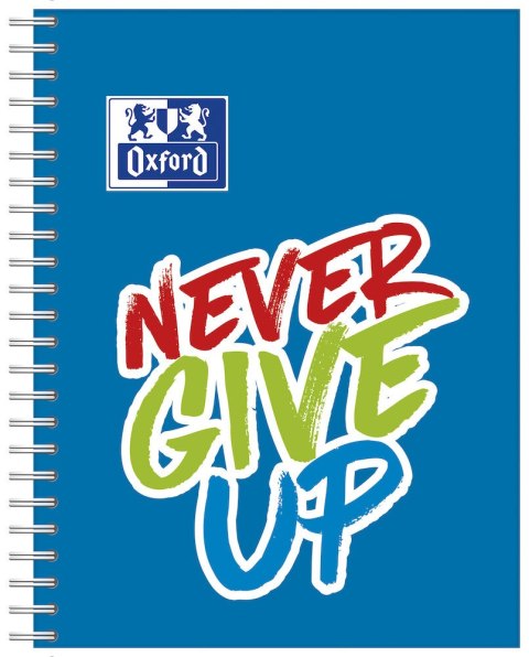 Kołonotatnik A5 80 kartek, kratka z marginesem, NEVER GIVE UP, OXFORD, 400115105 Kołonotatnik A5 80 kartek, kratka z marginesem, NEVER GIVE UP, OXFORD, 400115105