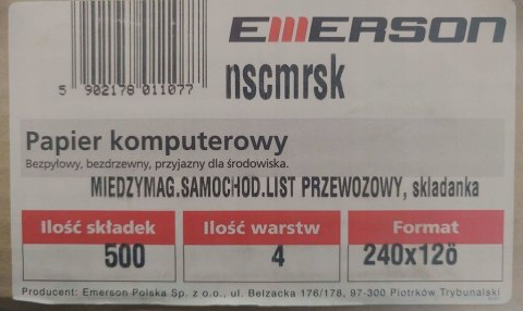 Druk CMR międzynarodowy składanka 500skł. warstw 4 NSCMRSK EMERSON Druk CMR międzynarodowy składanka 500skł. warstw 4 NSCMRSK EMERSON