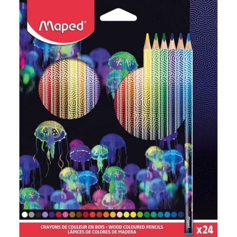 Kredki Deepsea 24 szt. pudełko z zawieszką Maped 831705 Kredki Deepsea 24 szt. pudełko z zawieszką Maped 831705