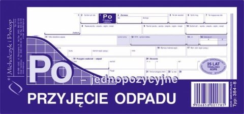 384-8 Przyjęcie odpadu jednopozycyjne Po 384-8 Przyjęcie odpadu jednopozycyjne Po