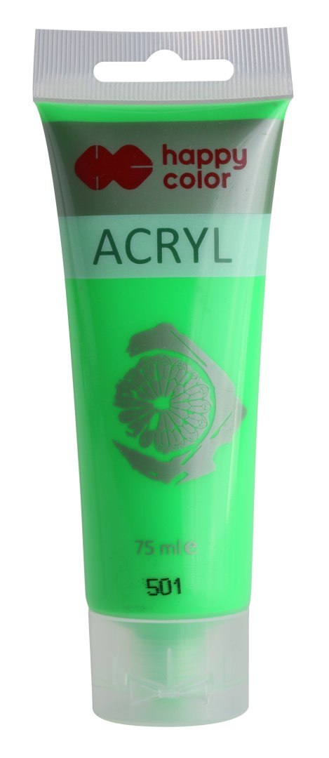 Farba akrylowa 75ml, zielony fluo, Happy Color HA 7370 0075-501 Farba akrylowa 75ml, zielony fluo, Happy Color HA 7370 0075-501
