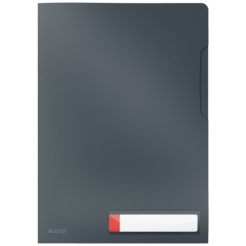 Folder A4 z kieszonką na etykietę Leitz Cosy, szara 47080089 Folder A4 z kieszonką na etykietę Leitz Cosy, szara 47080089