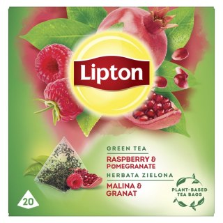 Herbata LIPTON PIRAMID MALINA i GRANAT (20 saszetek) zielona