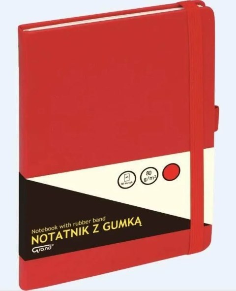 Notatnik z gumką A6 czerwony kratka 150-1401 GRAND Notatnik z gumką A6 czerwony kratka 150-1401 GRAND